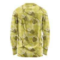Anthurium Pikake Ti Leaf Palaka Long Sleeve Shirt Yellow Version LT01 - Polynesian Pride