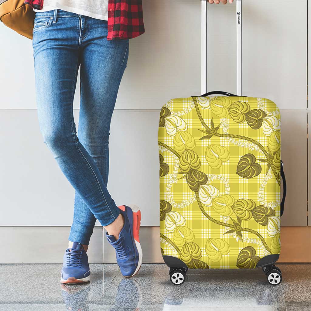 Anthurium Pikake Ti Leaf Palaka Luggage Cover Yellow Version