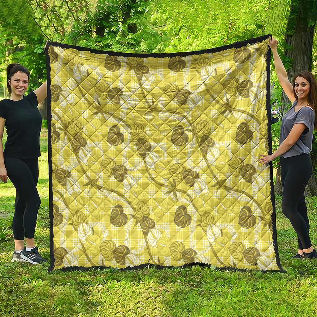 Anthurium Pikake Ti Leaf Palaka Quilt Yellow Version