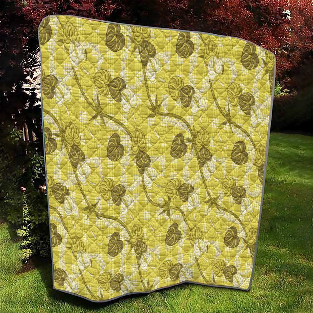 Anthurium Pikake Ti Leaf Palaka Quilt Yellow Version