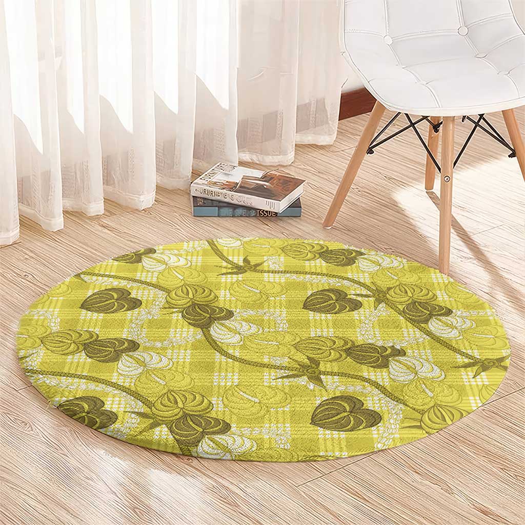 Anthurium Pikake Ti Leaf Palaka Round Carpet Yellow Version