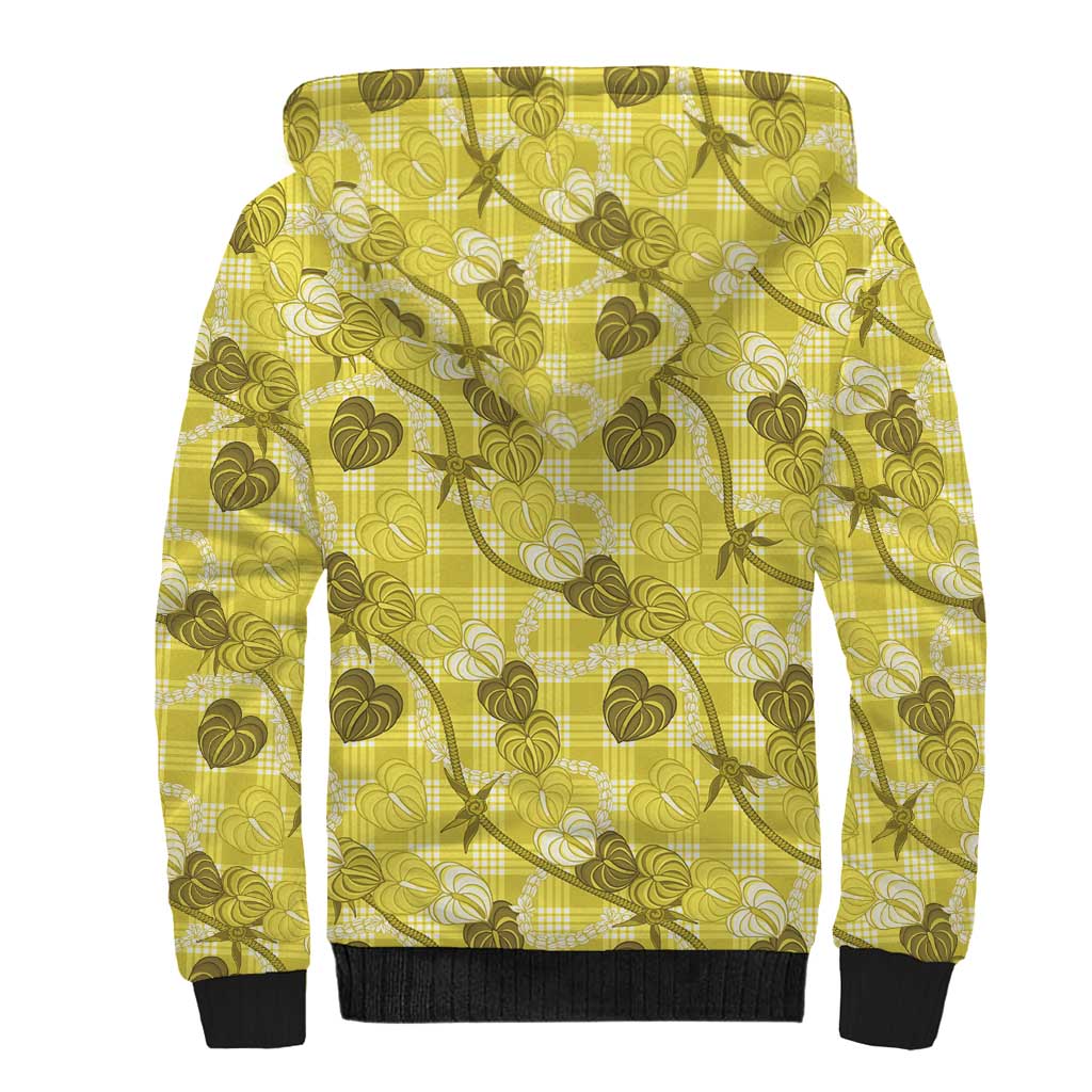 Anthurium Pikake Ti Leaf Palaka Sherpa Hoodie Yellow Version