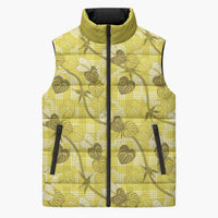 Anthurium Pikake Ti Leaf Palaka Sleeveless Puffer Jacket Yellow Version