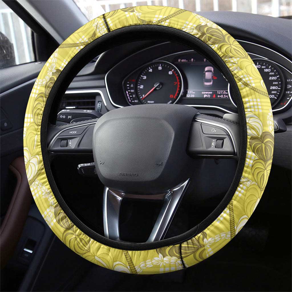 Anthurium Pikake Ti Leaf Palaka Steering Wheel Cover Yellow Version