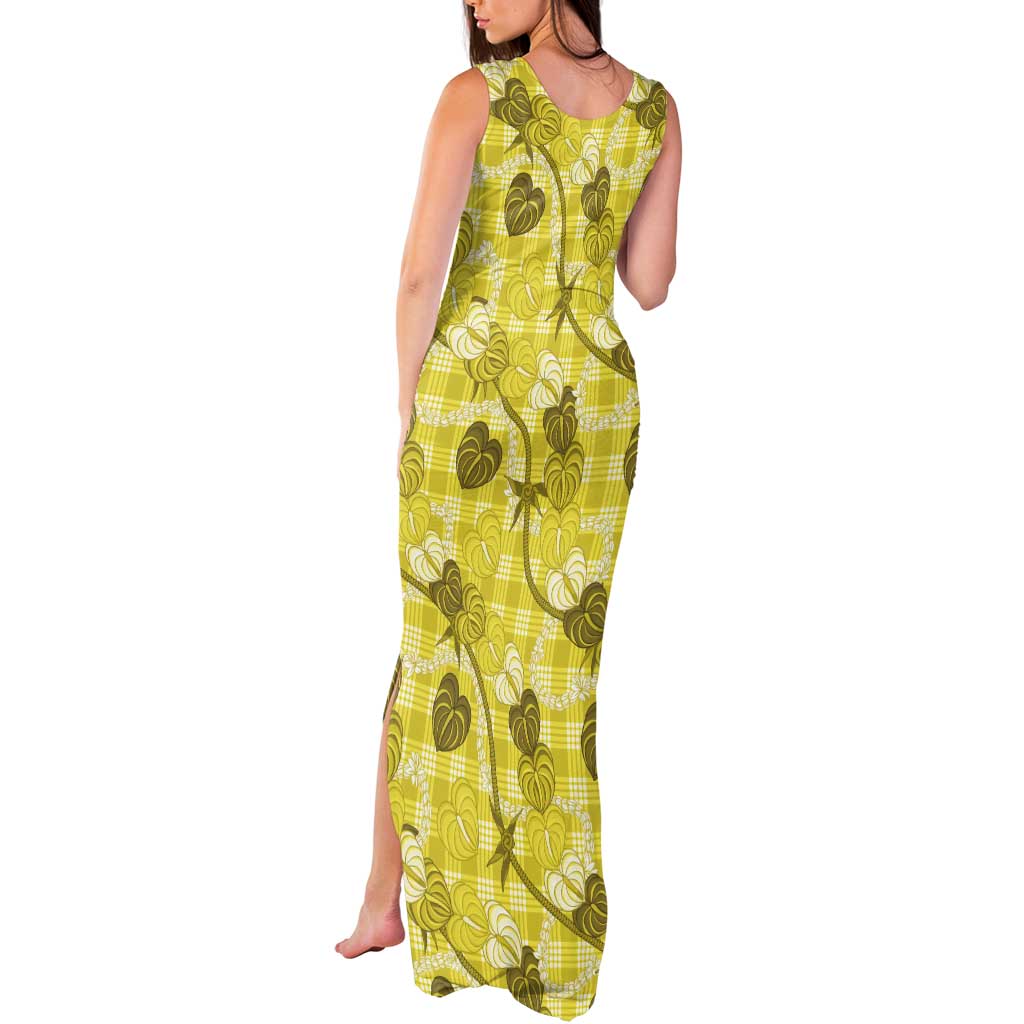 Anthurium Pikake Ti Leaf Palaka Tank Maxi Dress Yellow Version