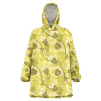 Anthurium Pikake Ti Leaf Palaka Wearable Blanket Hoodie Yellow Version LT01 One Size Yellow - Polynesian Pride