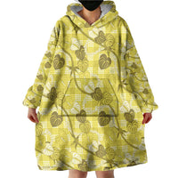 Anthurium Pikake Ti Leaf Palaka Wearable Blanket Hoodie Yellow Version LT01 - Polynesian Pride