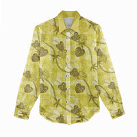 Anthurium Pikake Ti Leaf Palaka Women Casual Shirt Yellow Version