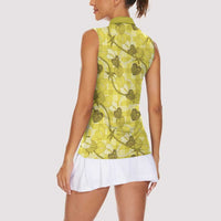 Anthurium Pikake Ti Leaf Palaka Women Sleeveless Polo Shirt Yellow Version