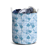 Anthurium Pikake Ti Leaf Palaka Laundry Basket Blue Version