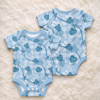 Anthurium Pikake Ti Leaf Palaka Baby Onesie Blue Version LT01 - Polynesian Pride