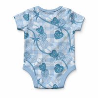 Anthurium Pikake Ti Leaf Palaka Baby Onesie Blue Version LT01 - Polynesian Pride