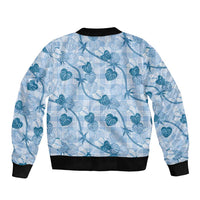 Anthurium Pikake Ti Leaf Palaka Bomber Jacket Blue Version