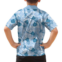Anthurium Pikake Ti Leaf Palaka Family Matching Mermaid Dress and Hawaiian Shirt Blue Version LT01 - Polynesian Pride