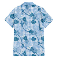 Anthurium Pikake Ti Leaf Palaka Hawaiian Shirt Blue Version