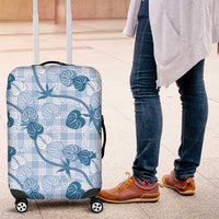 Anthurium Pikake Ti Leaf Palaka Luggage Cover Blue Version