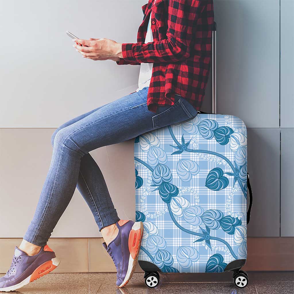 Anthurium Pikake Ti Leaf Palaka Luggage Cover Blue Version