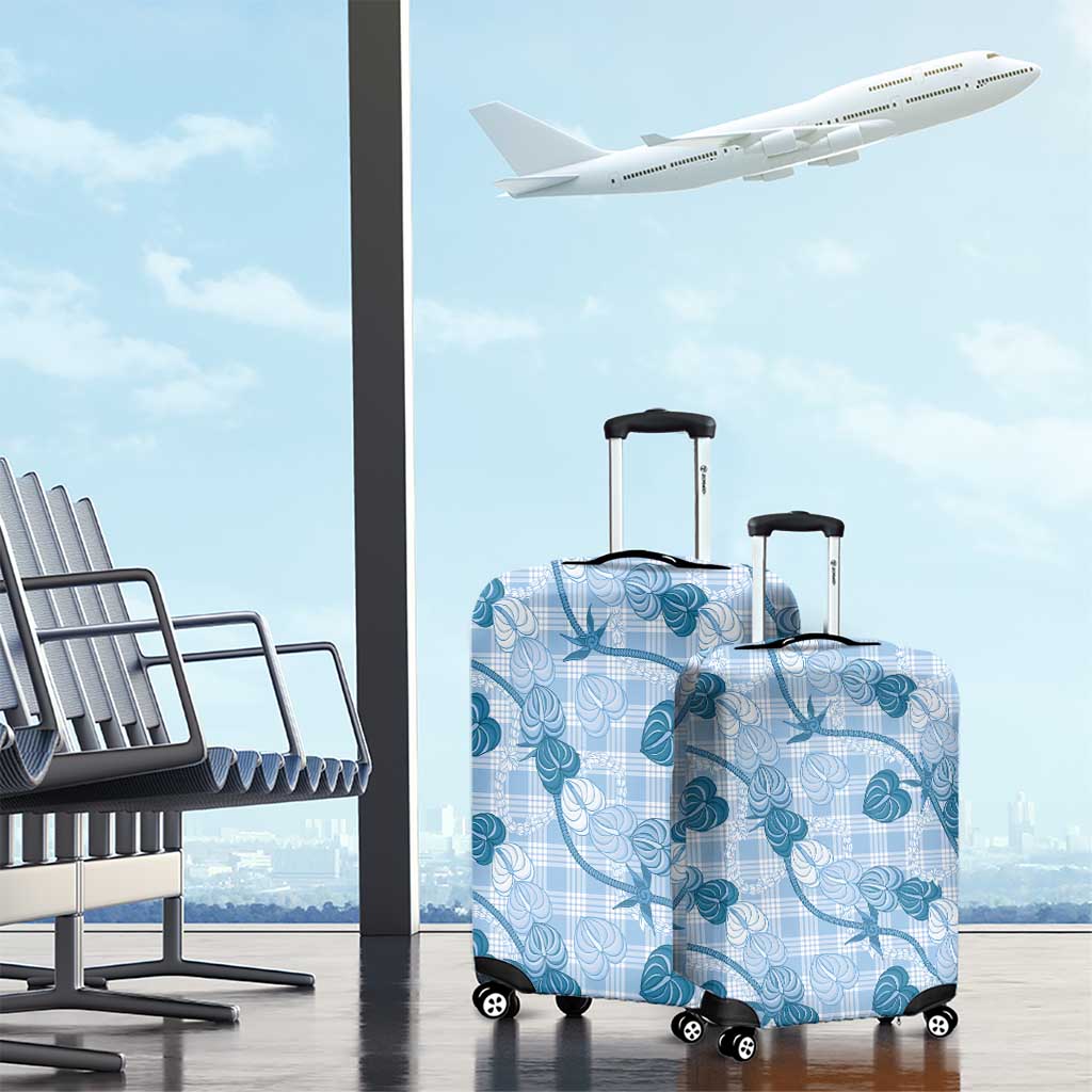 Anthurium Pikake Ti Leaf Palaka Luggage Cover Blue Version