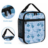 Anthurium Pikake Ti Leaf Palaka Lunch Bag Blue Version LT01 - Polynesian Pride