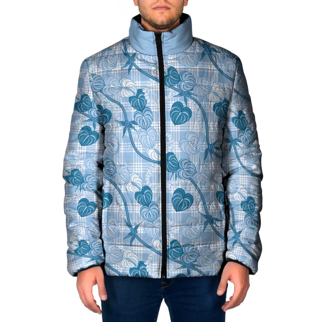 Anthurium Pikake Ti Leaf Palaka Padded Jacket Blue Version