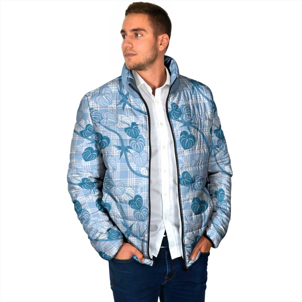 Anthurium Pikake Ti Leaf Palaka Padded Jacket Blue Version