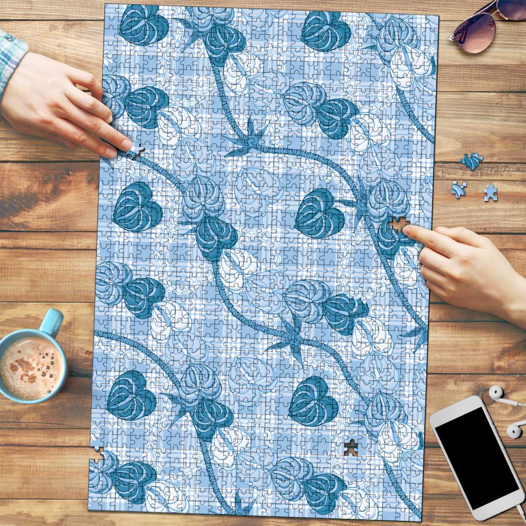 Anthurium Pikake Ti Leaf Palaka Puzzle Blue Version