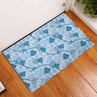 Anthurium Pikake Ti Leaf Palaka Rubber Doormat Blue Version