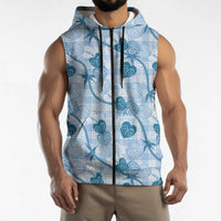 Anthurium Pikake Ti Leaf Palaka Sleeveless Zip Hoodie Blue Version