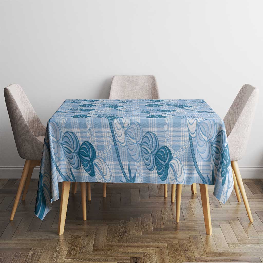 Anthurium Pikake Ti Leaf Palaka Tablecloth Blue Version