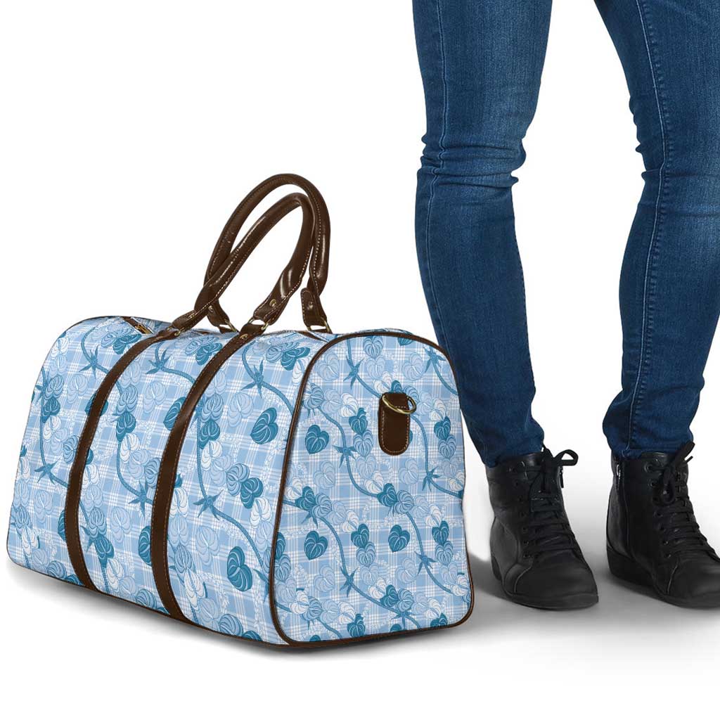 Anthurium Pikake Ti Leaf Palaka Travel Bag Blue Version