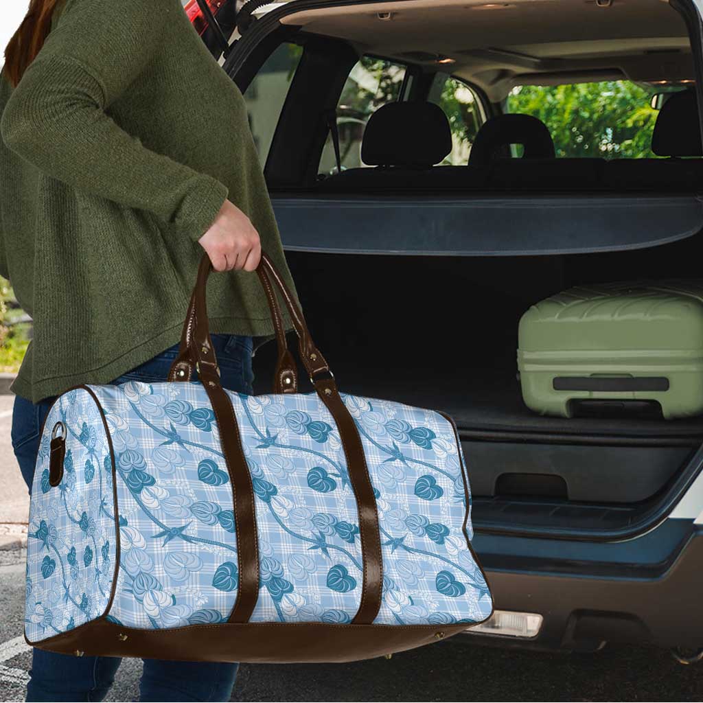 Anthurium Pikake Ti Leaf Palaka Travel Bag Blue Version