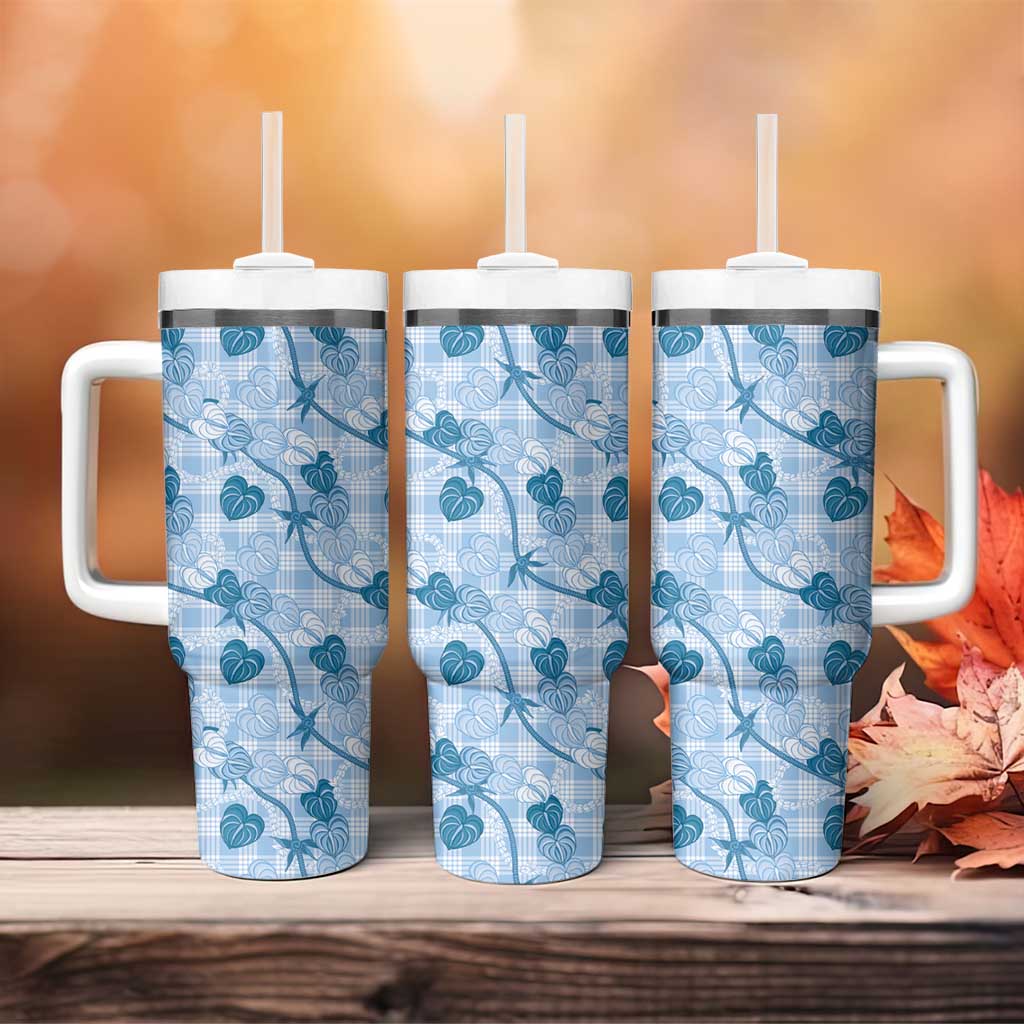 Anthurium Pikake Ti Leaf Palaka Tumbler With Handle Blue Version