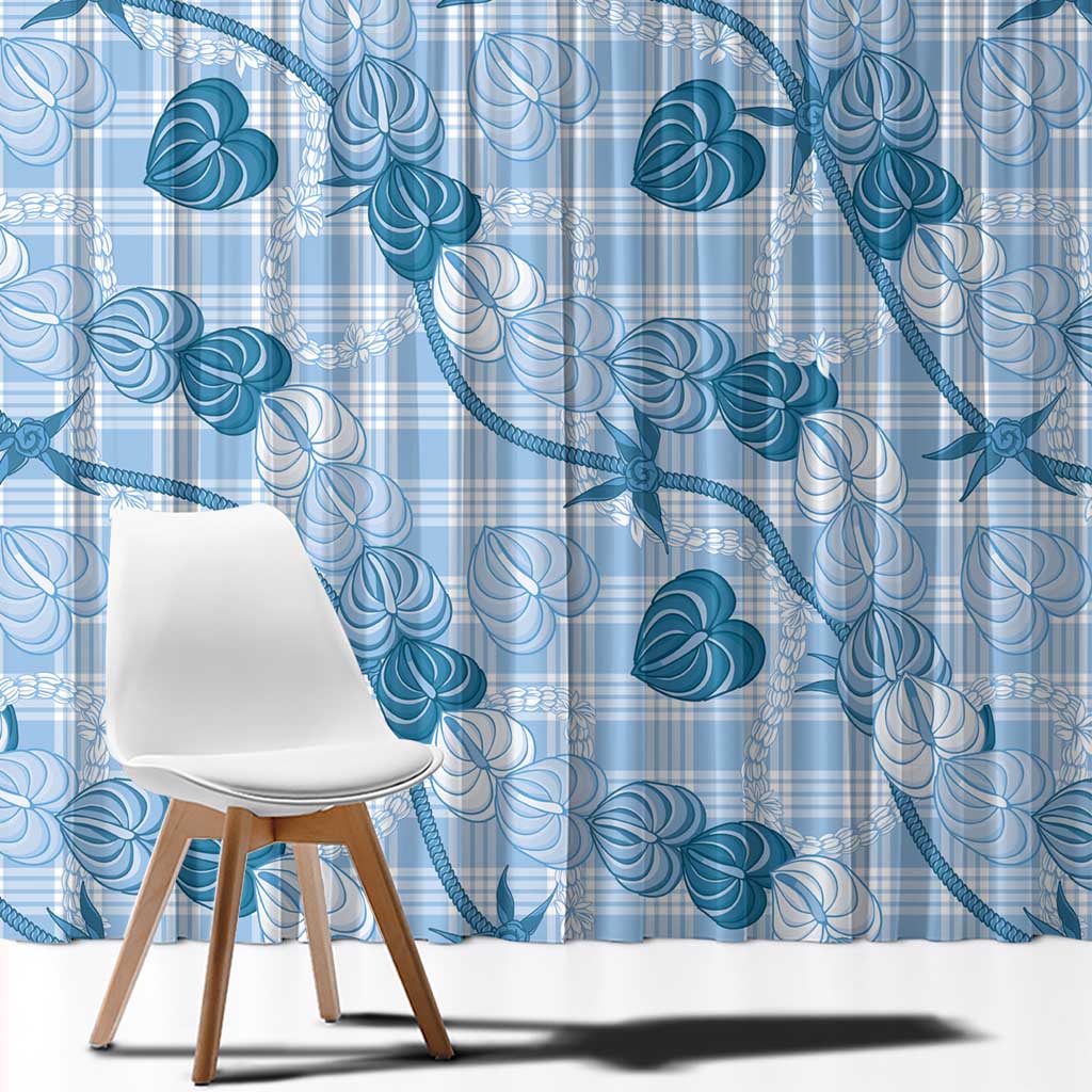 Anthurium Pikake Ti Leaf Palaka Window Curtain Blue Version