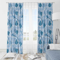 Anthurium Pikake Ti Leaf Palaka Window Curtain Blue Version
