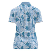 Anthurium Pikake Ti Leaf Palaka Women Polo Shirt Blue Version LT01 - Polynesian Pride