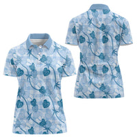 Anthurium Pikake Ti Leaf Palaka Women Polo Shirt Blue Version LT01 - Polynesian Pride