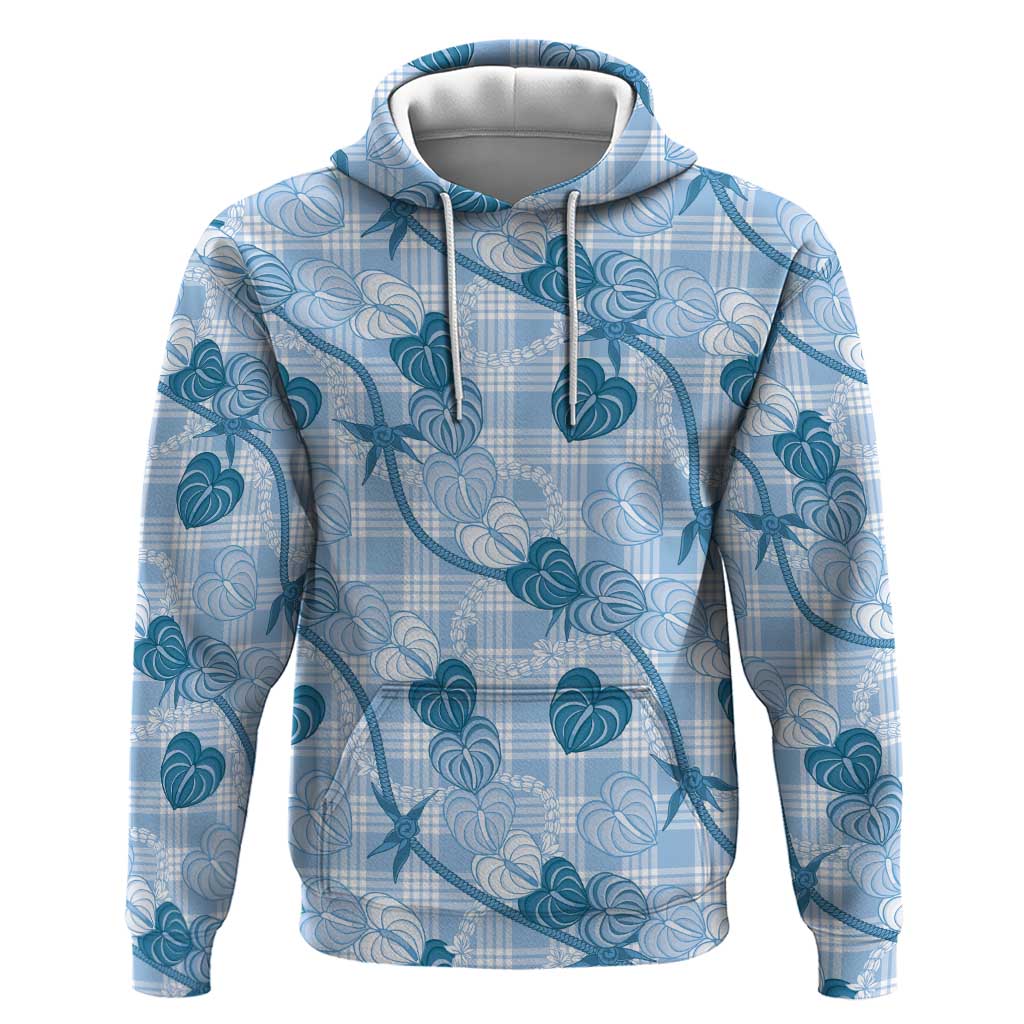 Anthurium Pikake Ti Leaf Palaka Zip Hoodie Blue Version