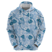 Anthurium Pikake Ti Leaf Palaka Zip Hoodie Blue Version