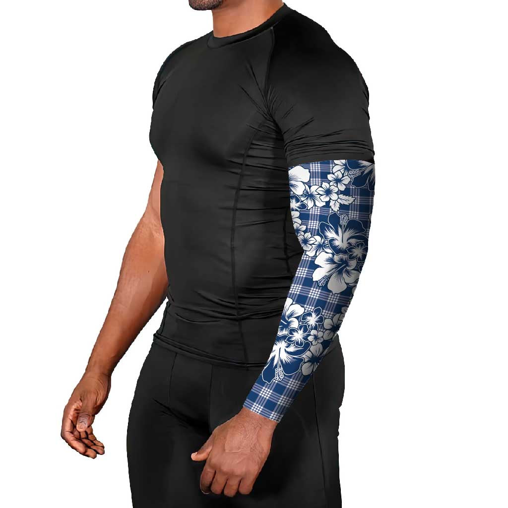 Hibiscus Pakala Cobalt Blue Royal Arm Sleeves Tropical Floral Stylized - Polynesian Pride