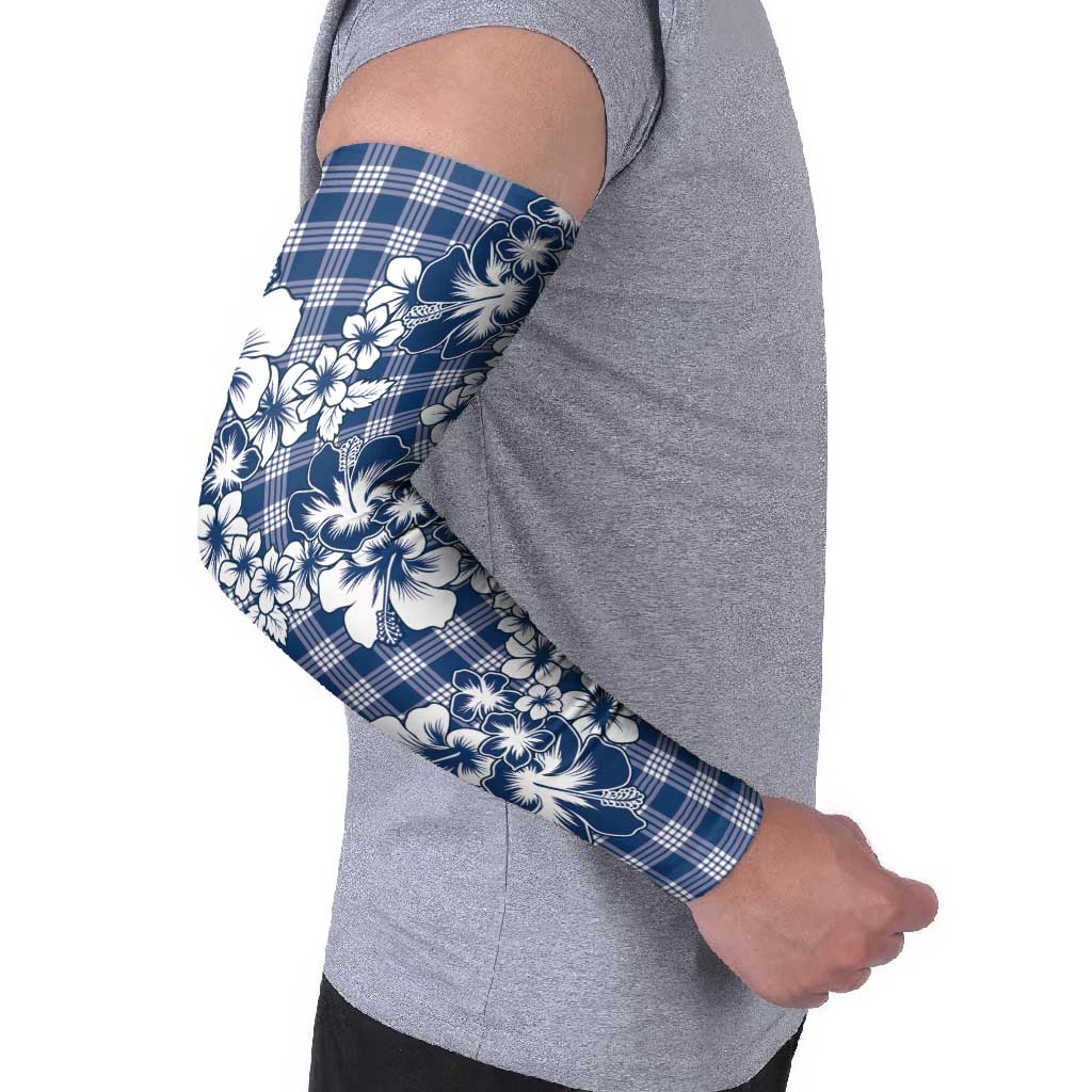 Hibiscus Pakala Cobalt Blue Royal Arm Sleeves Tropical Floral Stylized - Polynesian Pride