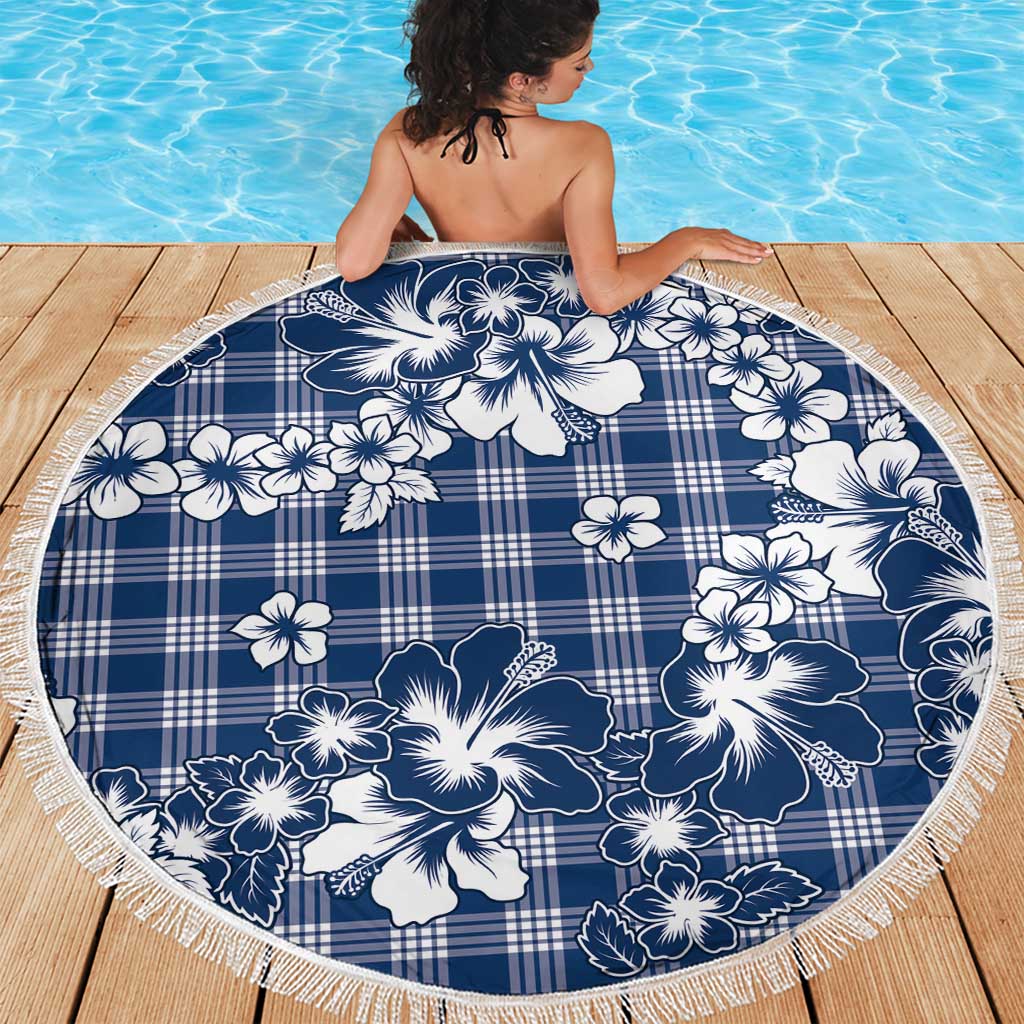Hibiscus Pakala Cobalt Blue Royal Beach Blanket Tropical Floral Stylized LT01 - Polynesian Pride