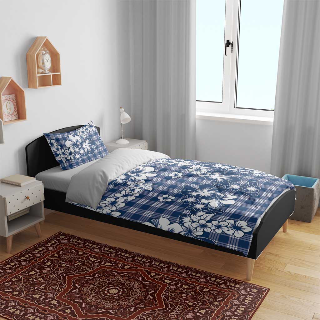 Hibiscus Pakala Cobalt Blue Royal Bedding Set Tropical Floral Stylized - Polynesian Pride