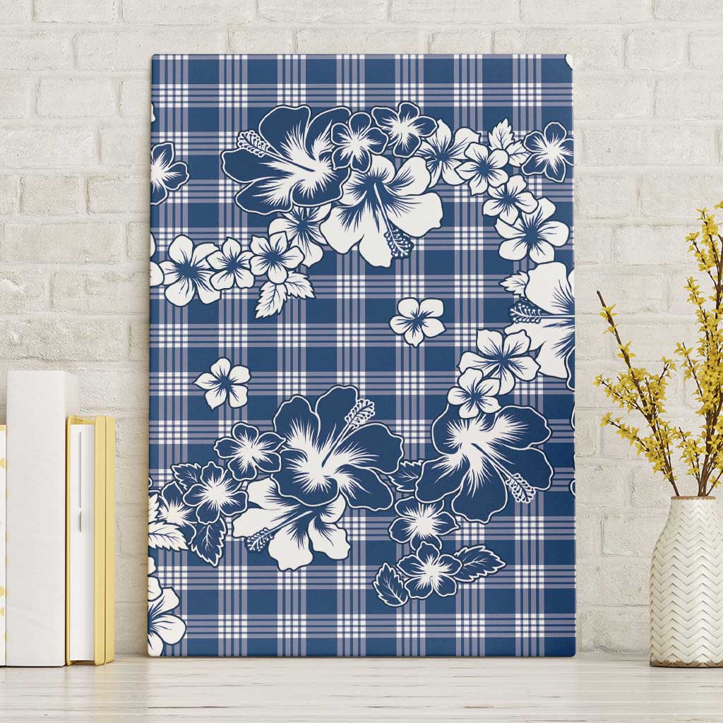 Hibiscus Pakala Cobalt Blue Royal Canvas Wall Art Tropical Floral Stylized LT01 Without Frame Blue - Polynesian Pride