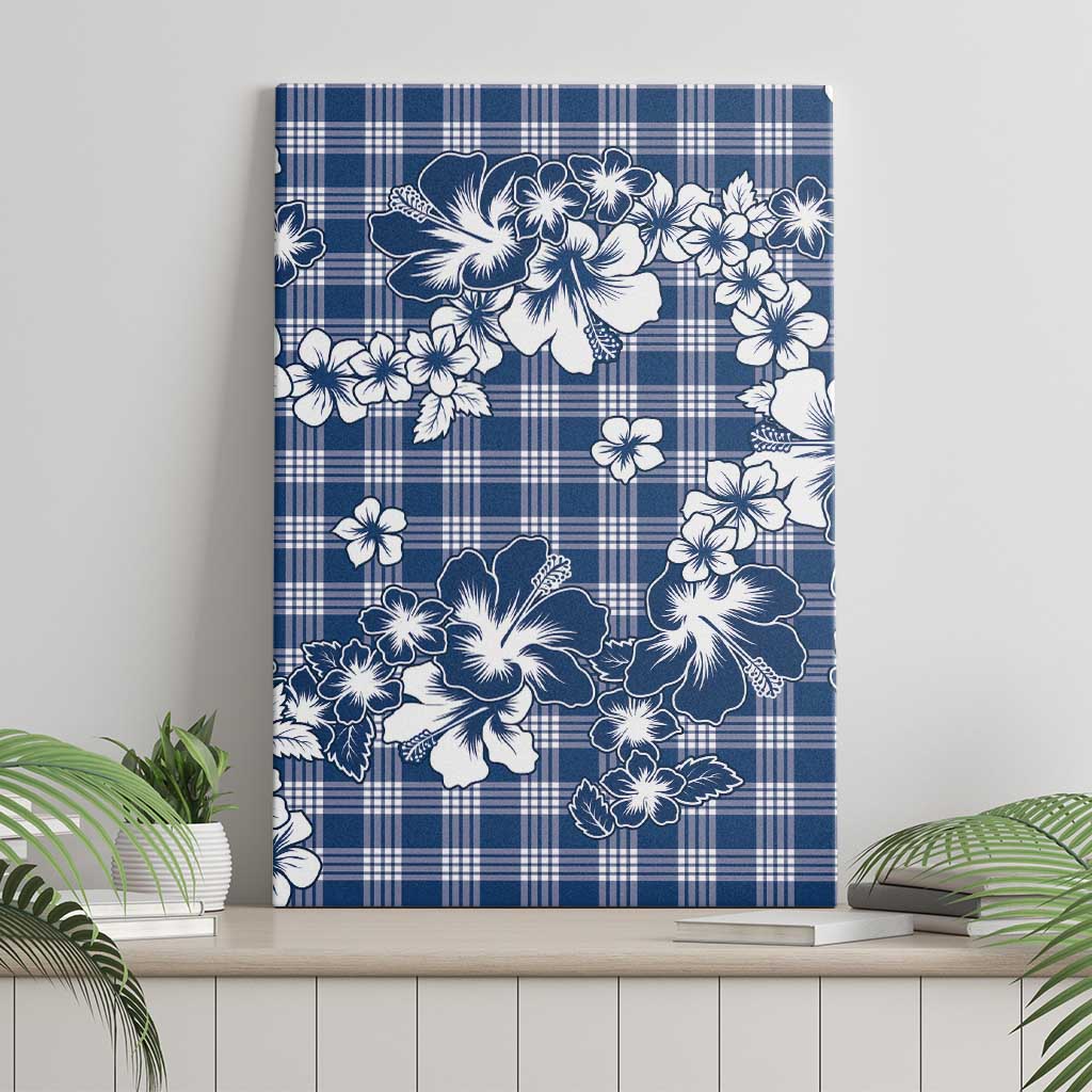Hibiscus Pakala Cobalt Blue Royal Canvas Wall Art Tropical Floral Stylized LT01 - Polynesian Pride