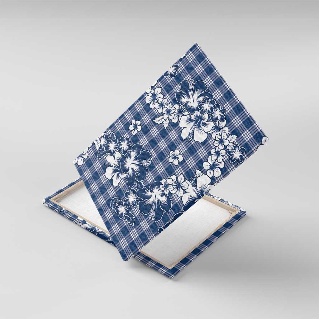 Hibiscus Pakala Cobalt Blue Royal Canvas Wall Art Tropical Floral Stylized LT01 With Frame Blue - Polynesian Pride
