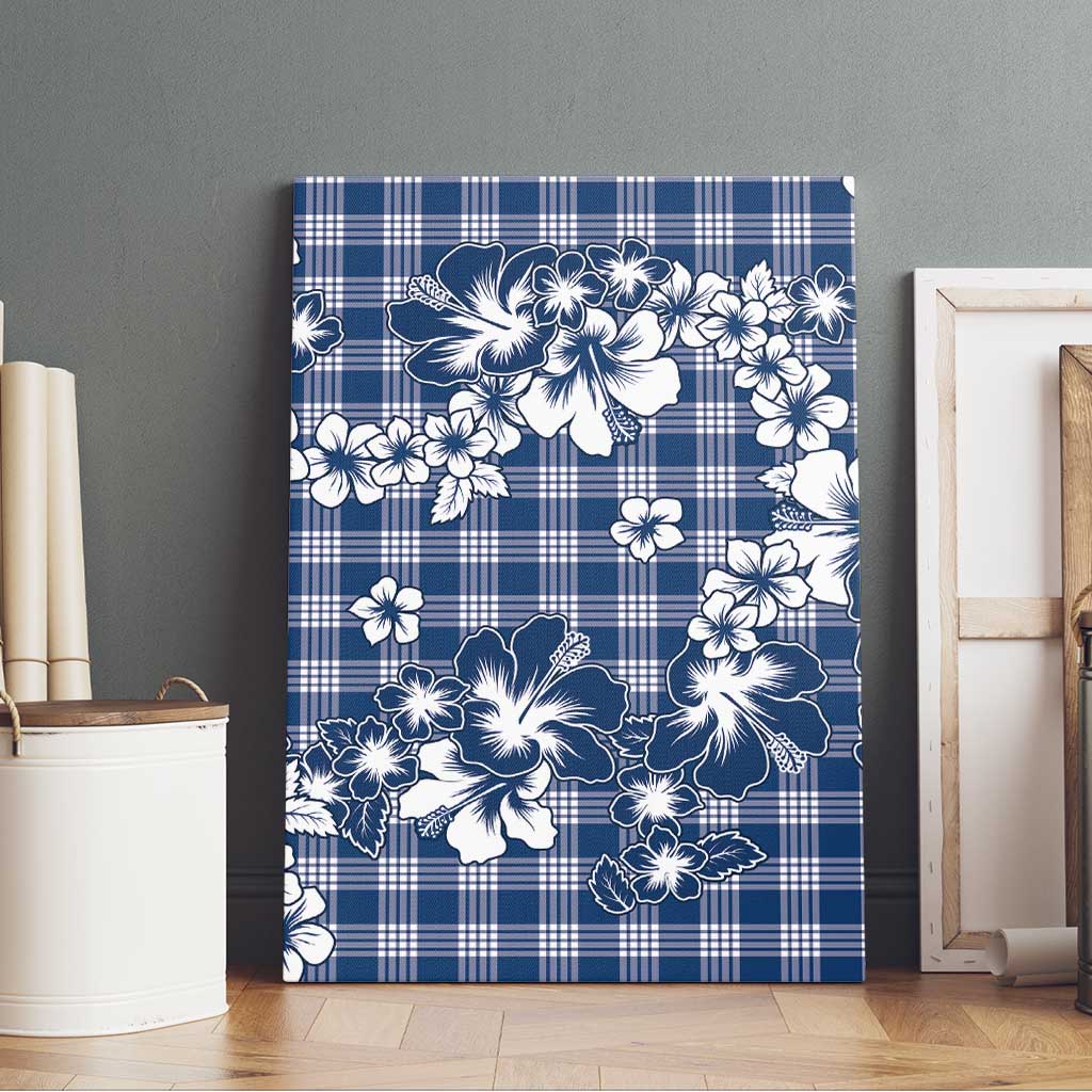 Hibiscus Pakala Cobalt Blue Royal Canvas Wall Art Tropical Floral Stylized LT01 - Polynesian Pride