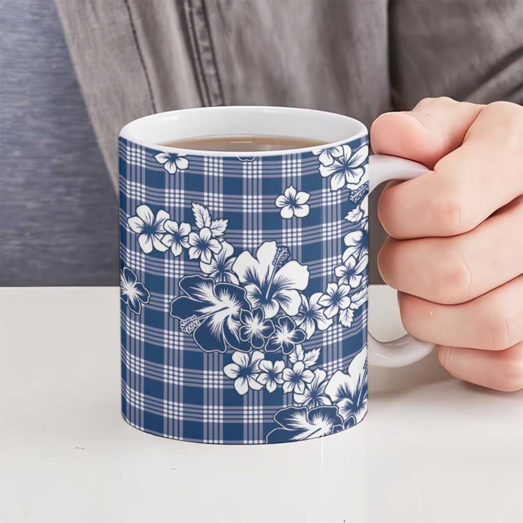 Hibiscus Pakala Cobalt Blue Royal Ceramic Mug Tropical Floral Stylized - Polynesian Pride