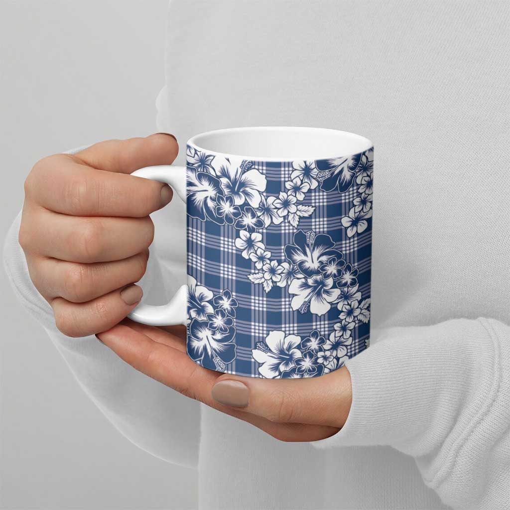 Hibiscus Pakala Cobalt Blue Royal Ceramic Mug Tropical Floral Stylized - Polynesian Pride