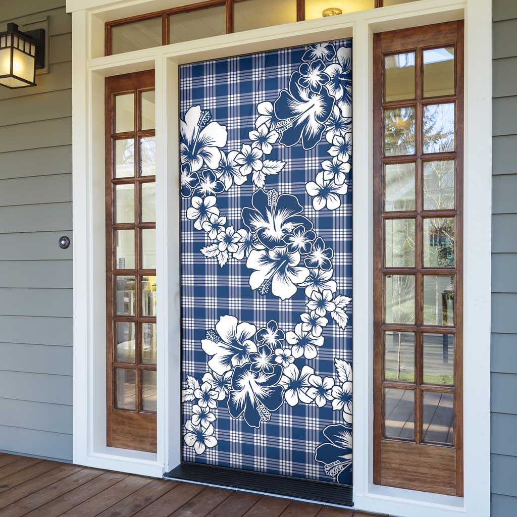 Hibiscus Pakala Cobalt Blue Royal Door Cover Tropical Floral Stylized - Polynesian Pride