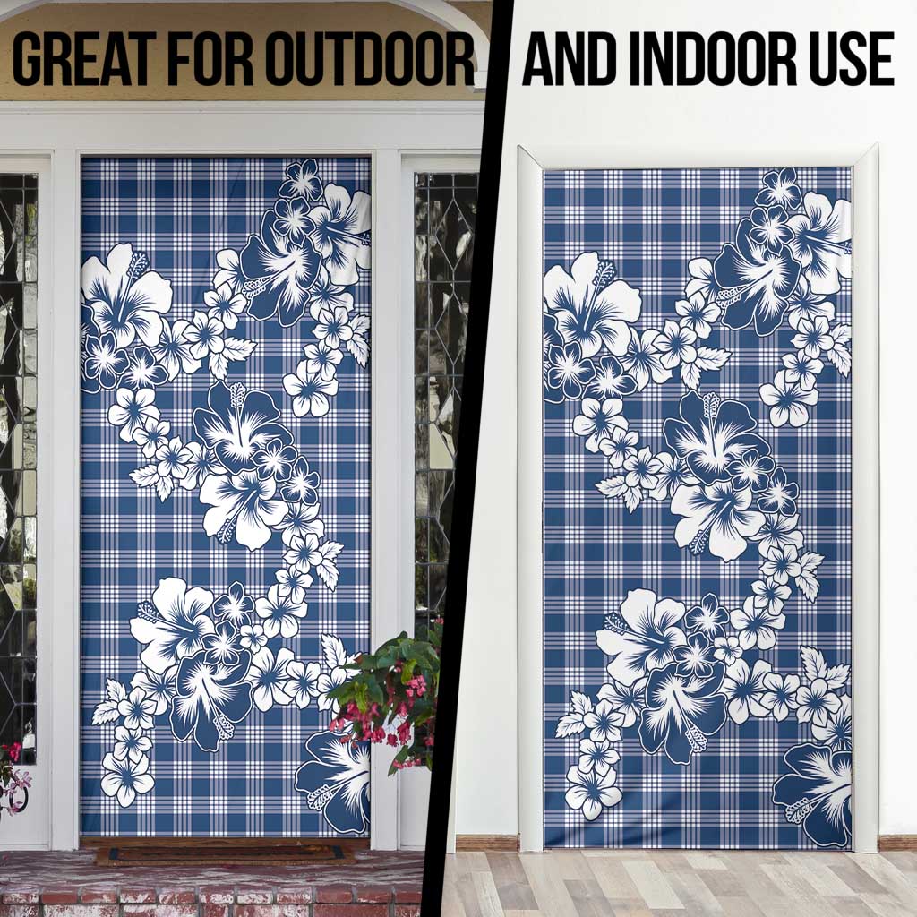 Hibiscus Pakala Cobalt Blue Royal Door Cover Tropical Floral Stylized - Polynesian Pride